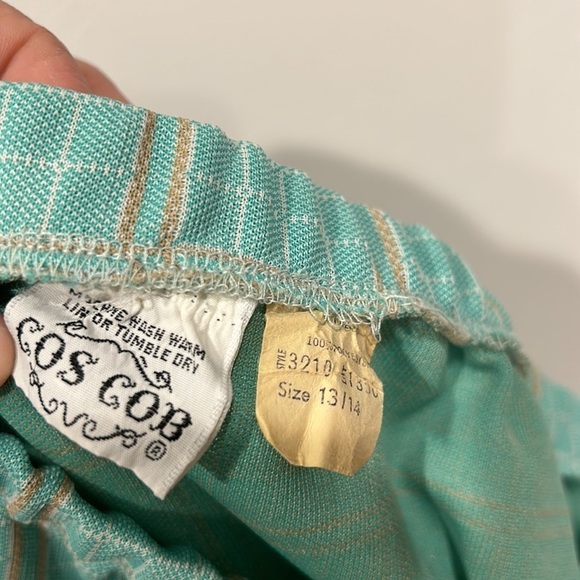 Cos Cob Vintage 1970s plaid SEAFOAM green vest & pant set women’s large - Picture 8 of 9